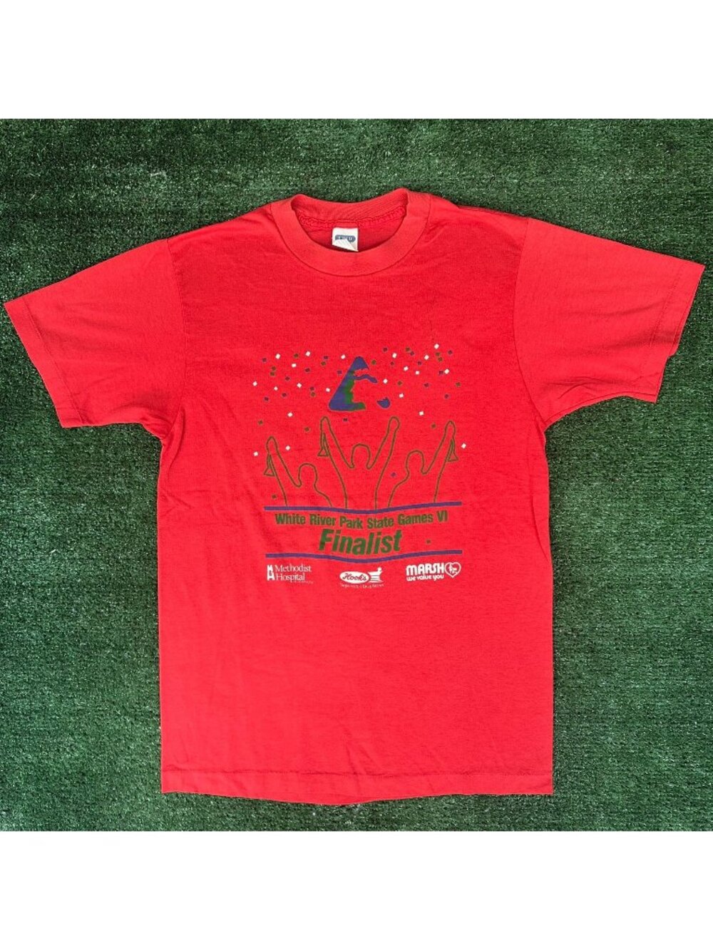 Vintage 80s Indiana Athletic Finalist T-Shirt Single Stitch Red Sporty Colorful